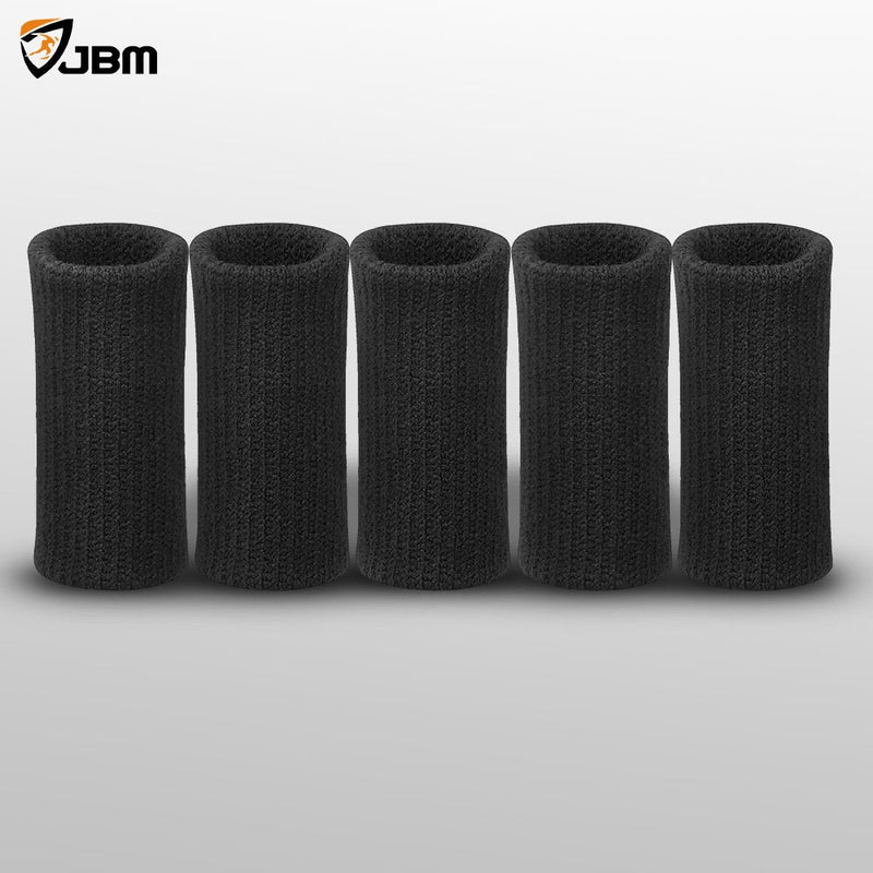 [Australia] - JBM Adult Finger Brace Splint Sleeve Thumb Support Protector Soft Comfortable Cushion Pressure Safe Elastic Breathable Spandex Finger Splinter Boating Gym (Black) Black 