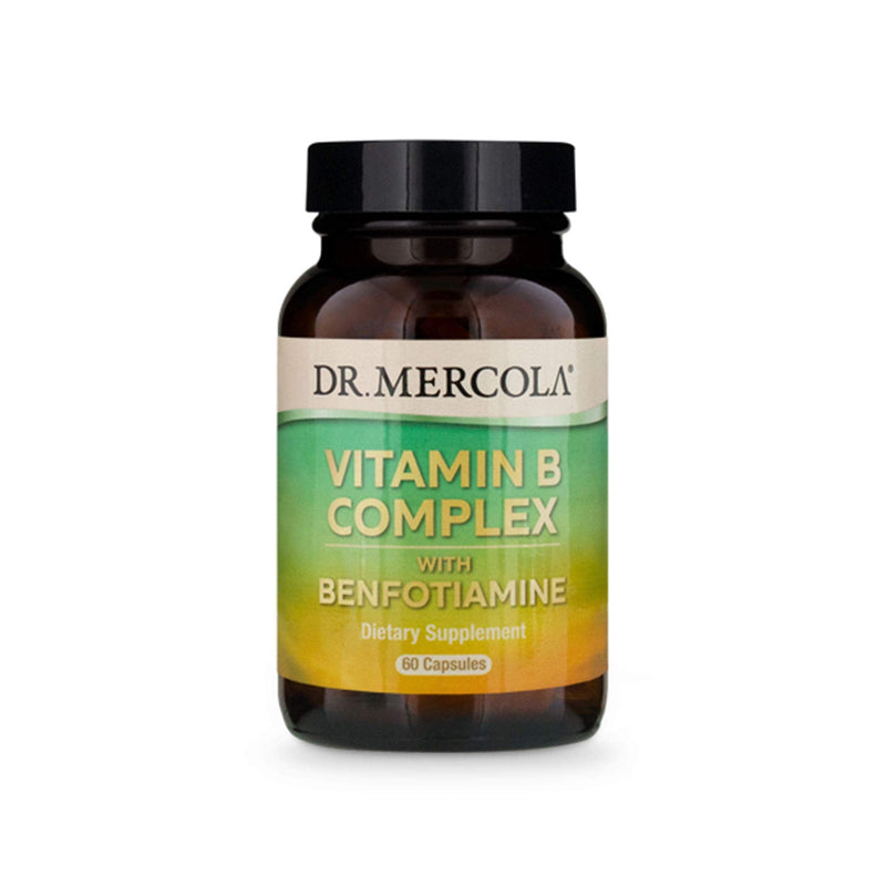 [Australia] - Dr. Mercola Vitamin B Complex with Benfotiamine Dietary Supplement, 30 Servings (60 Capsules), Supports Mood and Energy Production, Non GMO, Soy Free, Gluten Free 
