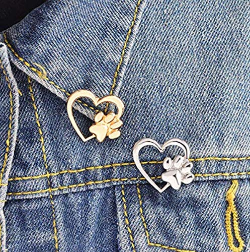 [Australia] - RUIZHEN Love Heart with Dog Paw Print Sweater Coat Pin Badge Brooch rose gold 