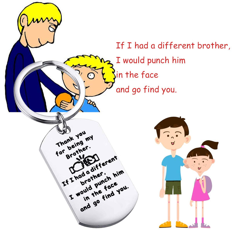 [Australia] - BEKECH Brother Keychain Brother Gifts from Sister Brother Thank You for Being My Brother Key Chain Brother BFF Jewelry Friendship Gifts for Best Friend Brother to Brother Gifts silver 