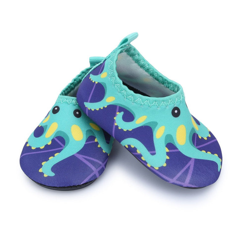 [Australia] - JIASUQI Baby Boys and Girls Barefoot Swim Water Skin Shoes Aqua Socks for Beach Swim Pool 6-12 Months Infant Green/Octopus 