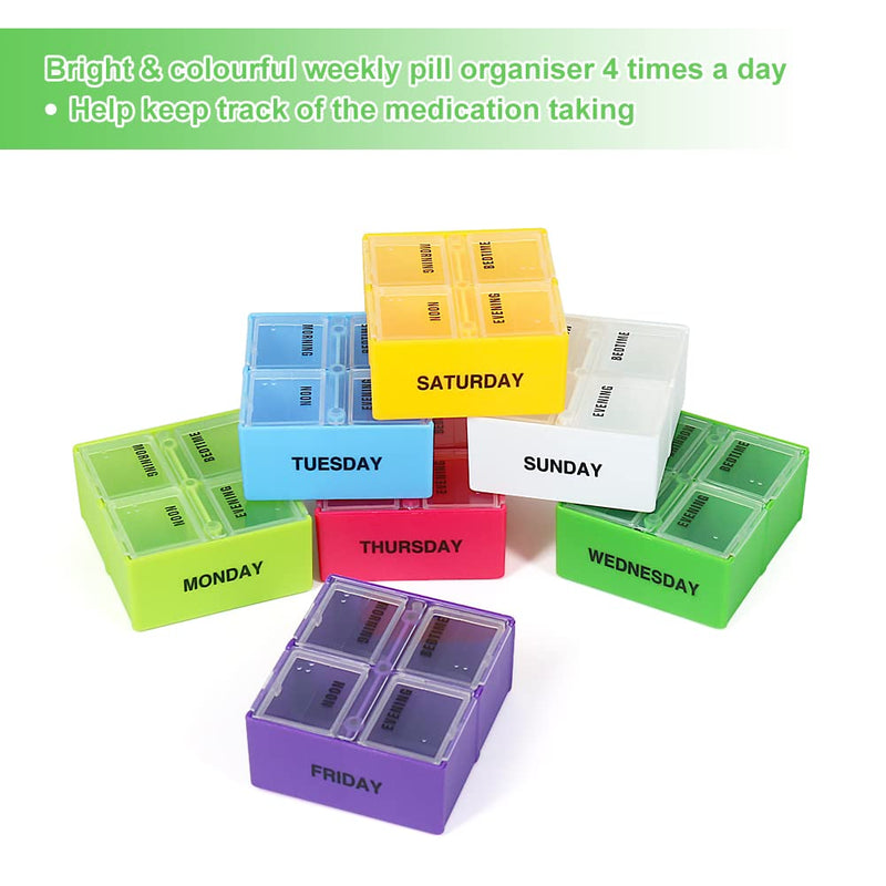 [Australia] - Large Pill Box 7 Day 4 Times a Day,Weekly Medicine Storage Box Tablet Organiser for Pills, Vitamin, Medication and Tablets, Fish Oils 