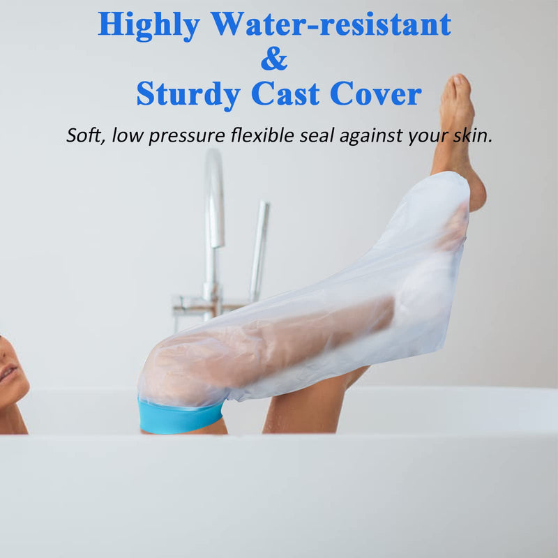 [Australia] - EVERCRYO Waterproof Adult Short Leg Cast Cover for Shower, Bath - Reusable Cast and Bandage Protector - Watertight Protection for Broken Short Leg, Ankle, Foot (Blue) 
