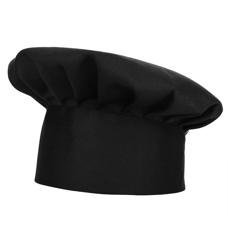 [Australia] - XINCHIA Unisex Chef Hat Adjustable Elastic Kitchen Chef Cap for Women and Men Breathable Cotton Baker Cooking Chef Hat Elastic Band Round-Top Cozy Baking Hat for Adults House Hotel Restaurant Use Black 
