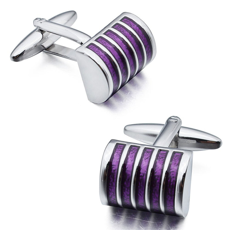 [Australia] - HAWSON Graceful Enamel Tuxedo Cufflinks and Studs Set for Wedding Accessories Purple 