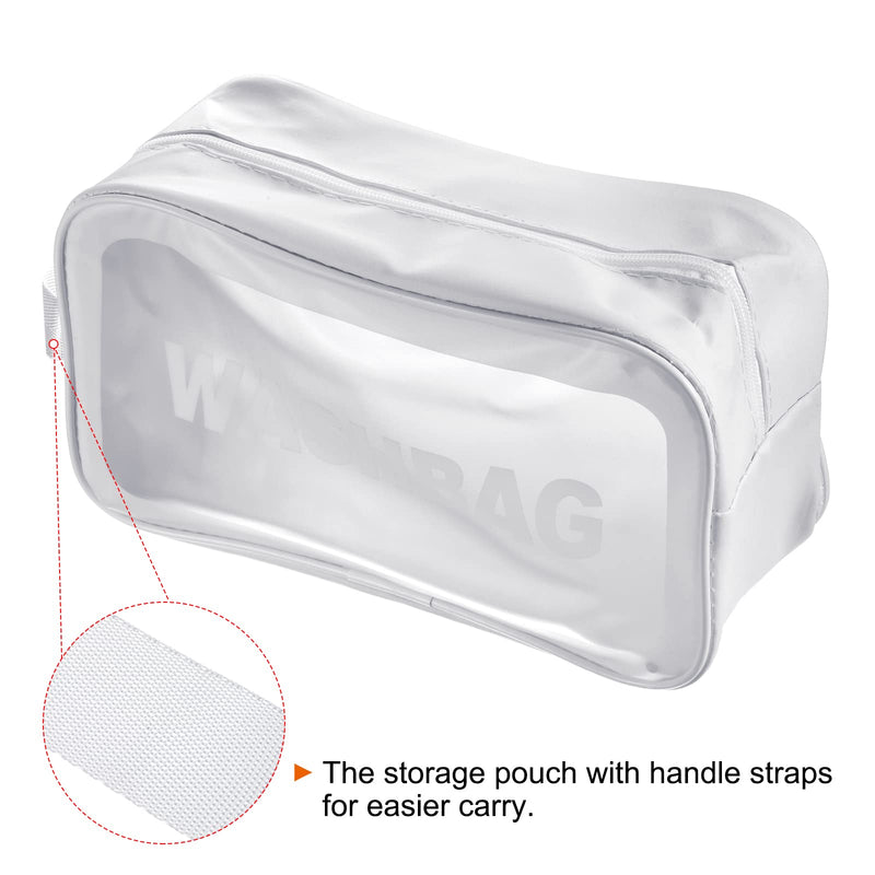 [Australia] - PATIKIL 5.9"x9.8"x3.7" Clear Toiletry Bag, 3 Pack PVC Makeup Bags Cosmetic Pouch with Zipper Handle for Travel Home Storage, White 