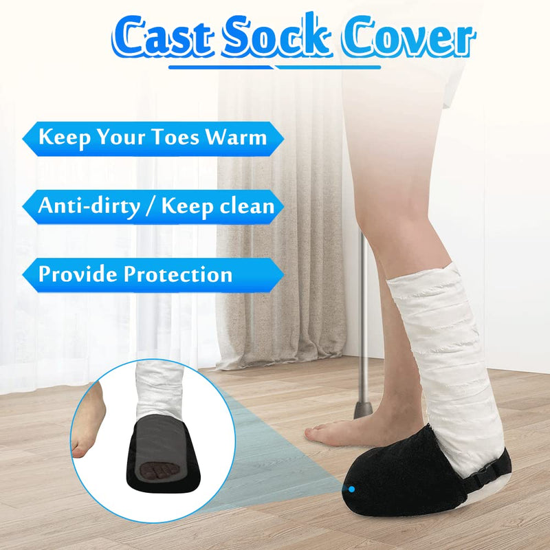 [Australia] - Cast Sock Toe Cover Soft for Foot Warmer Socks Walking Boot Broken Toe Ankle Orthotic Sock Protector Accessories After Surgery Orthopedic Boot Sock Leg Cast Covers (1 PCS) Black 