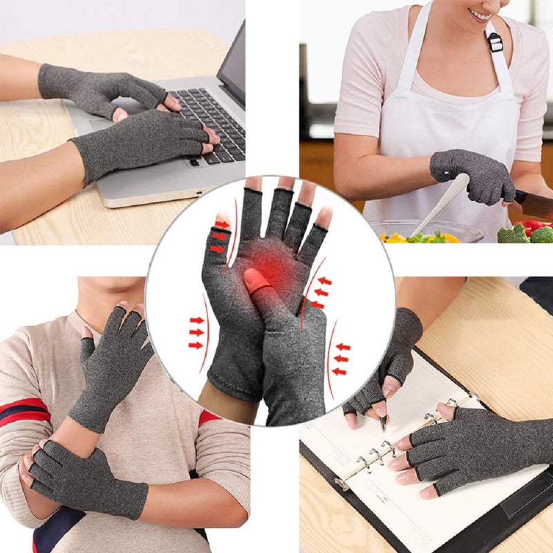 [Australia] - VITTO Anti-Arthritis Gloves (Pair) - Providing Warmth and Compression to Help Increase Circulation Reducing Pain and Promoting Healing 1x Pair (Grey, M) Grey 