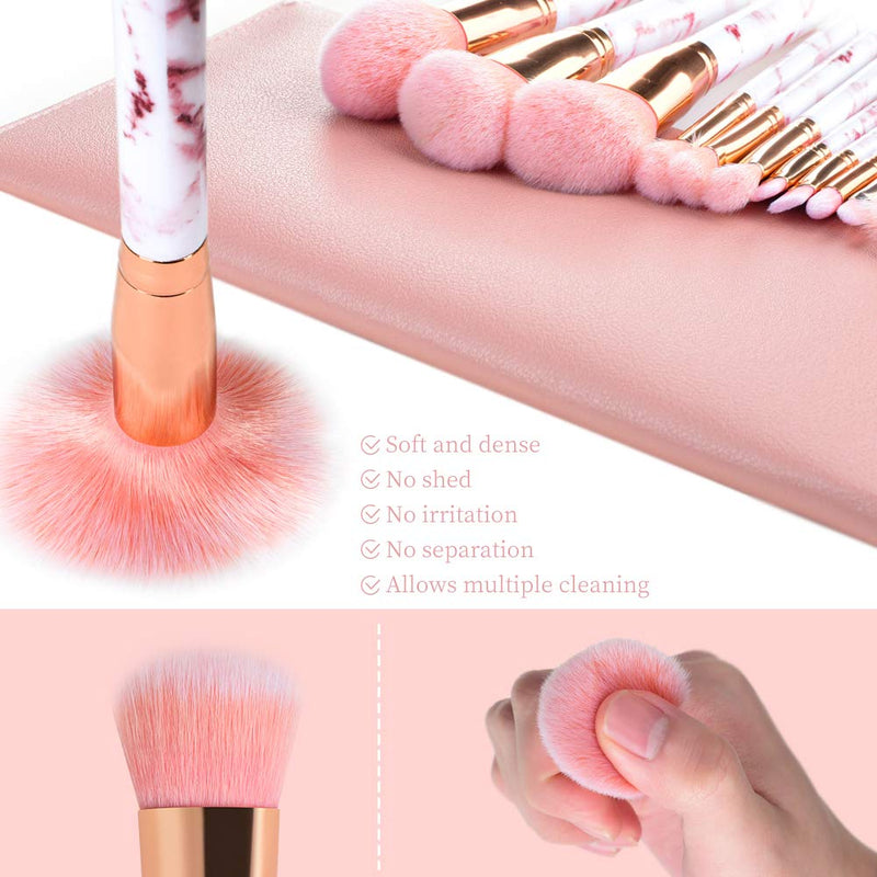 [Australia] - Makeup Brushes Gee-rgeous Professional 12Pcs Pink Marble Makeup Brush Set with Foundation Concealer Blush Eyeshadow Make Up Brushes Beauty Blender and Make Up Bag 