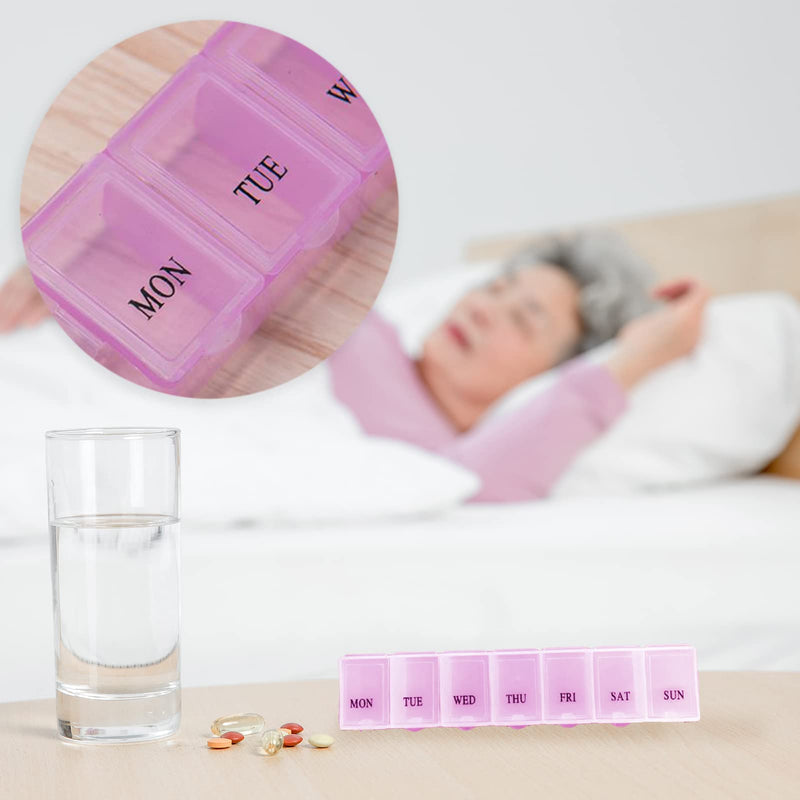 [Australia] - Pill Box Organiser 7 Day One Time a Day Pill Dispenser Storage Case for Medication, Supplements, Vitamins and Cod Liver Oil Pink 