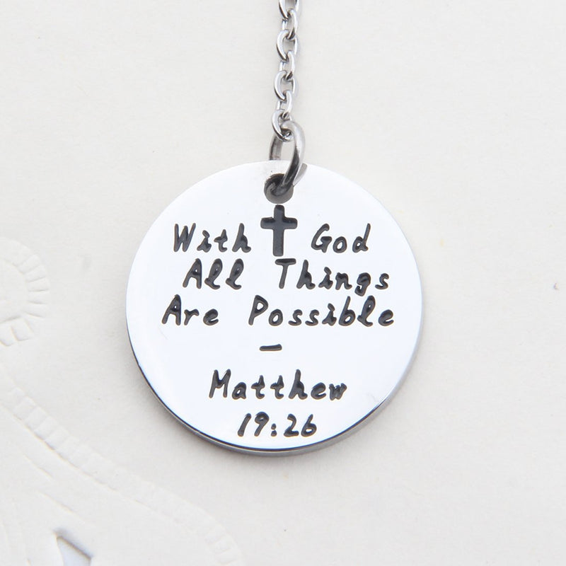 [Australia] - WUSUANED with God All Things are Possible Infinity Cross Necklace Bracelet Religious Jewelry Inspirational Gift Infinity disc necklace 