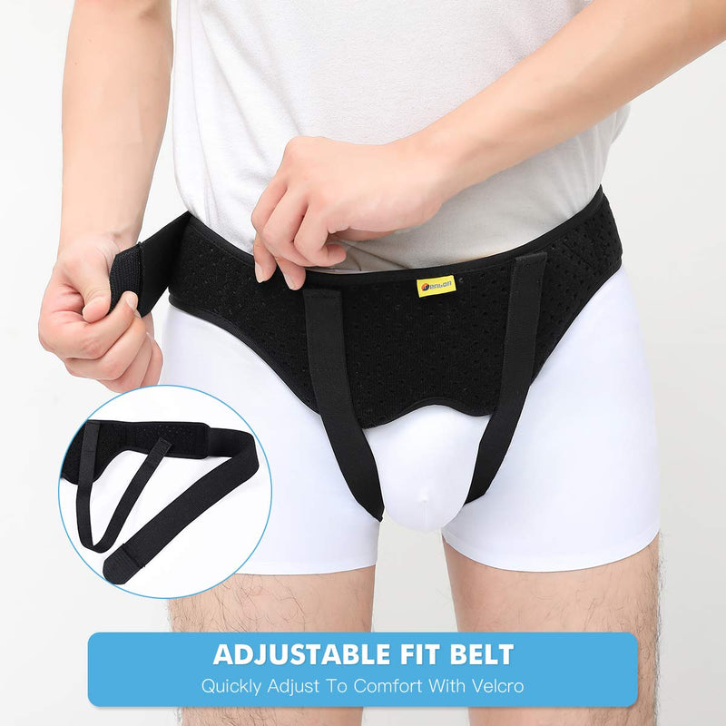 [Australia] - Tenbon Hernia Belt Truss for Single/Double Inguinal or Sports Hernia, Hernia Support Brace for Men for Women Pain Relief Recovery Strap with 2 Removable Compression Pads Comfortable Material X-Large 