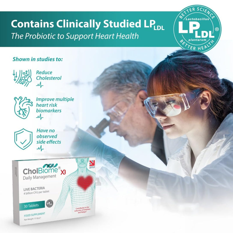 [Australia] - CholBiome�X3 Tablets - 30 Tabs, 4 Billion CFU Live Probiotic Bacteria Supplement - Vitamin B3, LPLDL - Helps to Improve Heart Health and Reduce Cholesterol Levels Regular 