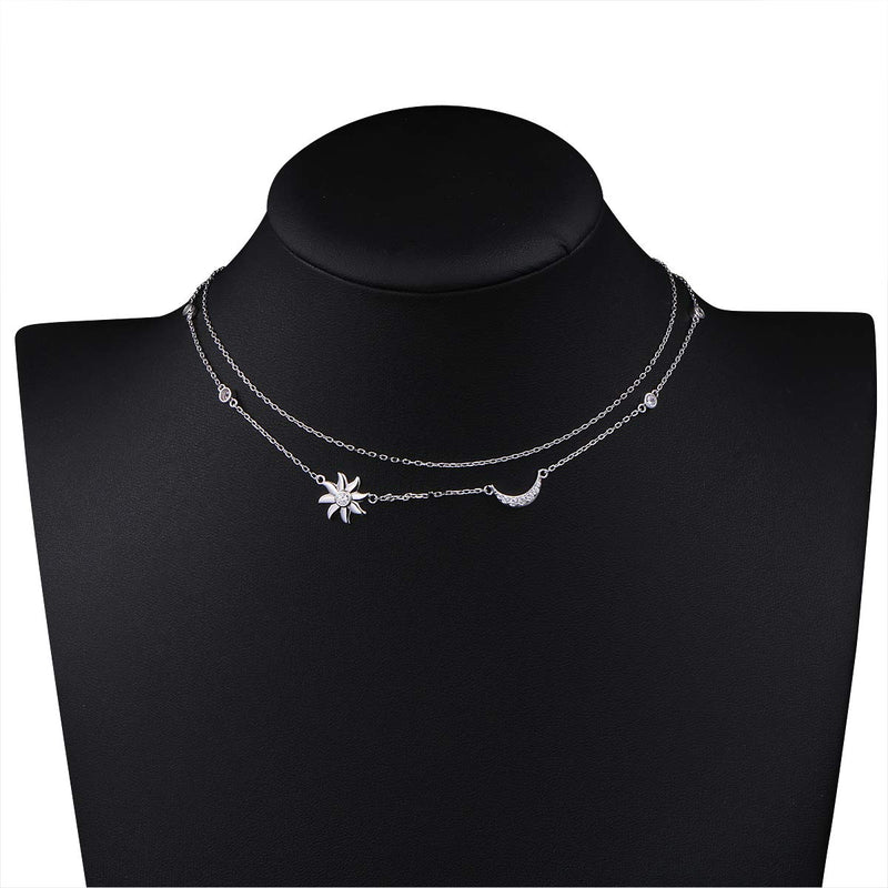 [Australia] - YinShan Dainty S925 Sterling Silver Jewelry Adjustable Choker Necklace Chain and Bracelet sun moon and star choker 