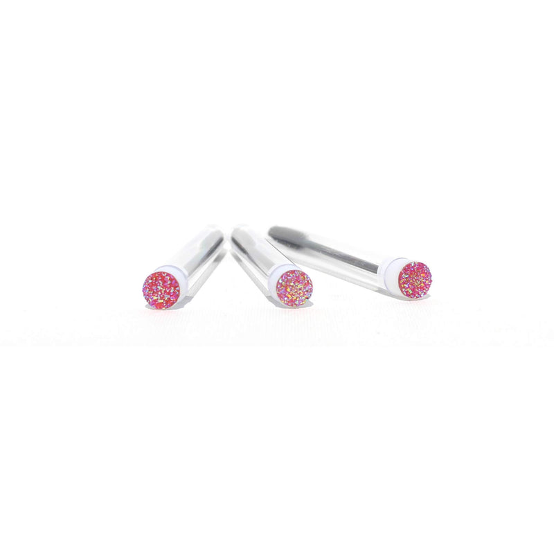 [Australia] - Pink Druzy Lash Extension Brush Wands | 20 Pack | Black Spoolie Brush in Test Tube with Sparkly Pink Druzy Jewel Cabochon on Lid Disposable Mascara Wand 