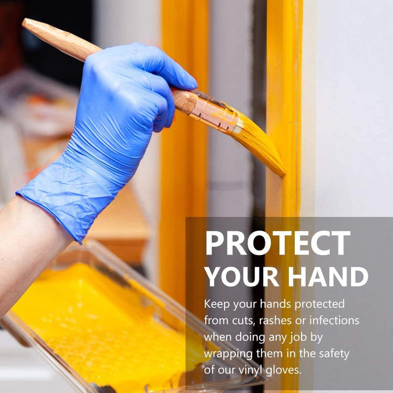 [Australia] - Multi-Purpose Vinyl Gloves, Powder Free, Disposable, Extra Strong - Box of 100 - Blue -UK Seller - (L) L (Pack of 100) 