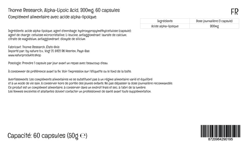 [Australia] - PremiumVital, Thorne Research, Alpha-Lipoic Acid, 300mg, 60 Vegan Capsules, with Practical Pill Box, Lab-Tested, Vegetarian, Soy-Free, Gluten-Free, Non-GMO 