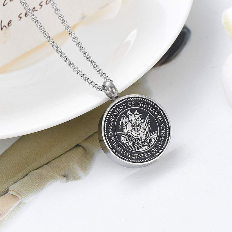 [Australia] - Hearbeingt USA Army Memorial Necklace Anniversary Keepsake Cremation Ashes Urn Pendant Necklace Navy 
