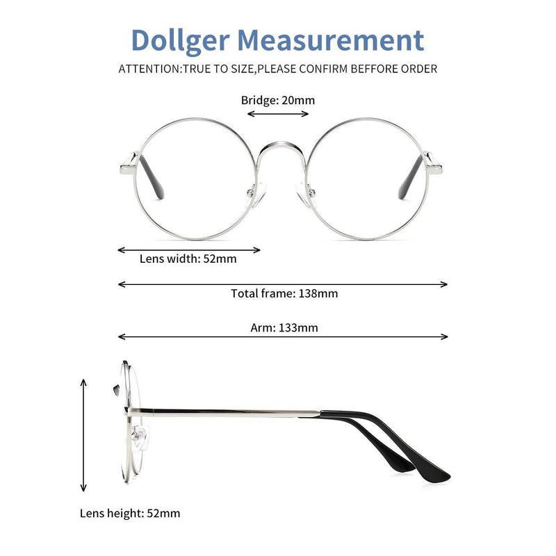 [Australia] - Round Glasses Retro Metal Frame Eyewear Clear Lens glasses for Unisex Men Women Silver 