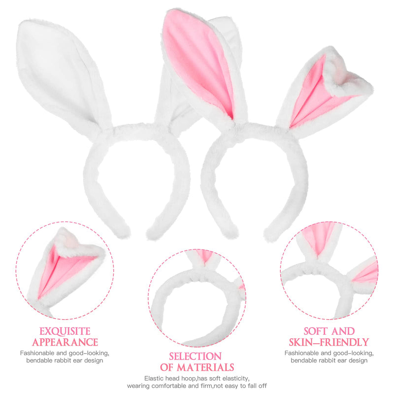 [Australia] - FRCOLOR Bunny Ear Costume Set Rabbit Ears Headband and Tail Bow Tie Bunny Accessory Set Halloween Easter Party Accessories, 2 Sets 