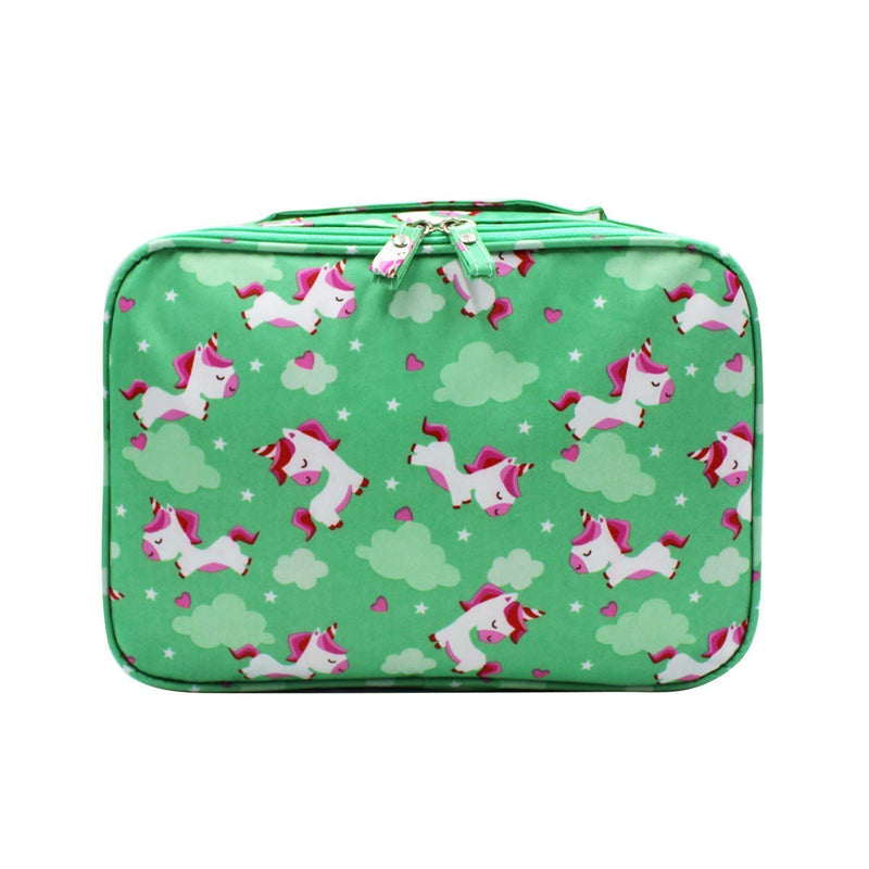 [Australia] - mosstyus Makeup Cosmetic Bag Travel Makeup Cosmetic Case Portable Waterproof Toiletry Bag for Women Girls, Green Unicorn 