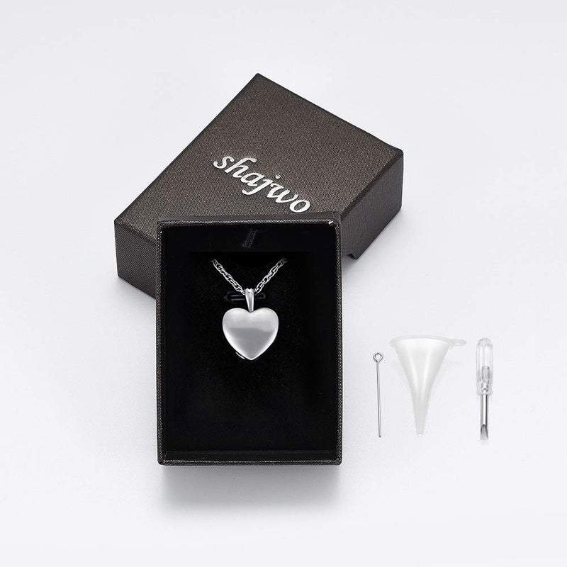 [Australia] - shajwo Cremation Heart Urn Necklace Ashes Jewelry for Women Men Keepsake Pendant Memorial Locket Ash Holder Silver 