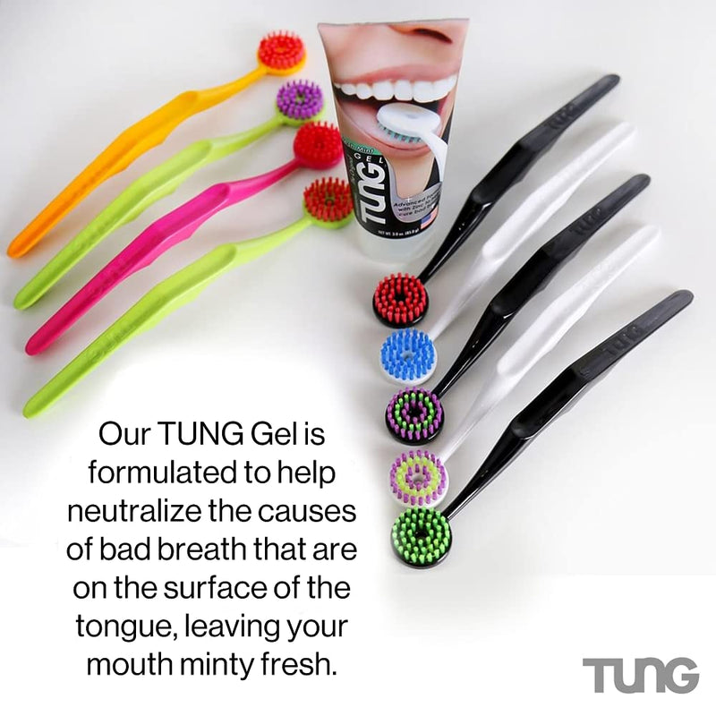 [Australia] - Peak Essentials Tung Brush with Cap | Tongue Cleaner for Adults | Tongue Scraper for Adults | Tongue Scrubber | Bad Breath and Halitosis | GREEN/RED 1 Count (Pack of 1) 