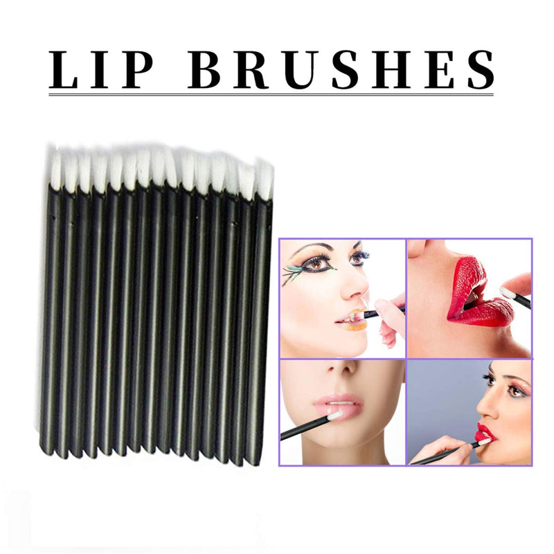 [Australia] - FantasyDay 100 Pcs Disposable Makeup Lip Brushes Lipstick Lip Gloss Applicators with Soft Brush Head Cosmetic Lip Brush Wands - Black 