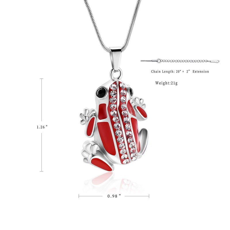 [Australia] - Cremation Jewelry Frog Shape Urn Necklace Ashes Keepsake Holder Memorial Urn Necklace Sweater Necklace Red 