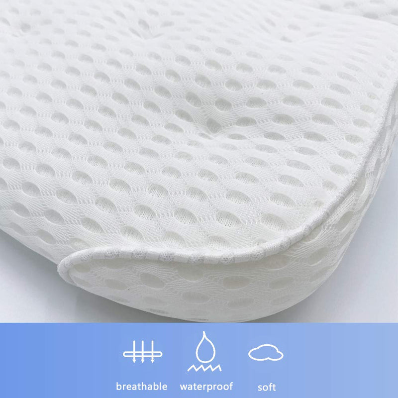 [Australia] - AEROiVi Bath Pillow—Spa Bathtub Pillow Neck and Back Support, Headrest Cushion with Non Slip Suction Cups Luxurious Bath Accessories white 