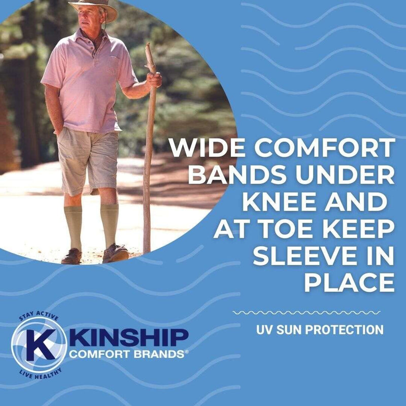 [Australia] - Kinship Comfort Brands Leg Skin Protector Sleeves for Men & Women | Protect Sensitive Leg Skin from Bruising, Tears, Abrasions & Sun Exposure | Protect Thin Leg Skin | Toeless Sock | 1 Pair Large/X-Large (1 Pair) Beige - 1 Pair 