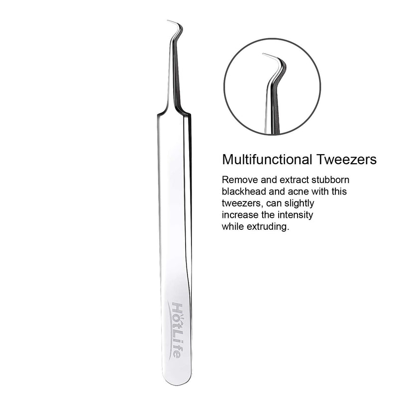 [Australia] - HotLife Professional Blackhead Remover Pimple Comedone Extractor Tools Set of 5, Best Splinter Acne Removal Kit and Skin Tools for Skin Blemishes, Whitehead, Pimples, Cysts and Zit Popper Silver 