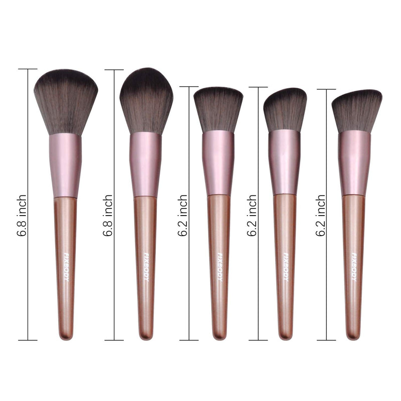 [Australia] - FIXBODY Makeup Brushes set, 15Pcs Premium Synthetic Fan Foundation Powder Kabuki Brushes Concealers Eye Shadows Make Up Brushes Kit(Rose Gold) 