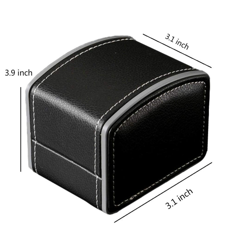 [Australia] - NuAngela PU Leather Watch Box, Single Display Travel Storage Case For Wristwatches and Smart Watches, Holder With Pillow, Jewelry Bearer Gift Case For Women/Men (Black) Black 