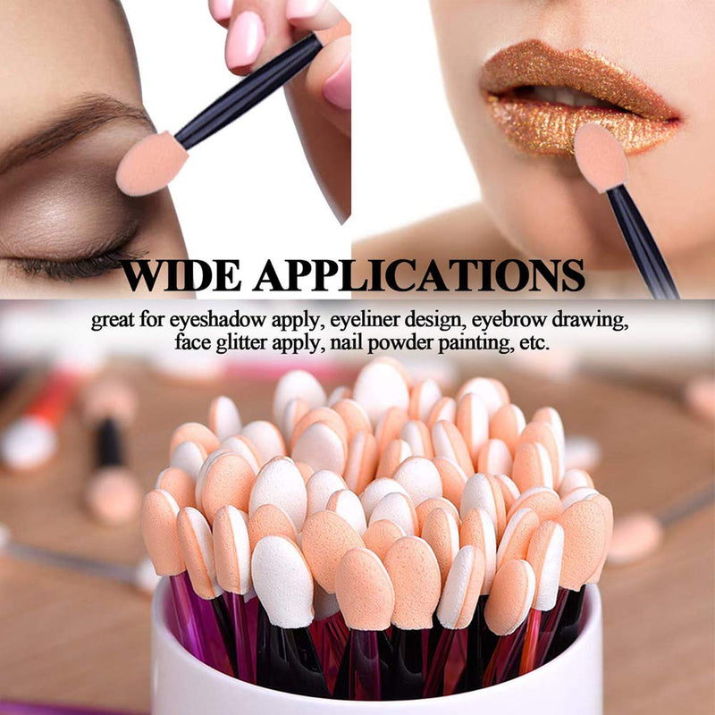 [Australia] - 50 PCS Eyeshadow Brush, Disposable Eyeshadow Brush, Dual Sided Eyeshadow Brush, Oval Sponge Tipped Makeup Applicator Tool, Tools & Accessories 