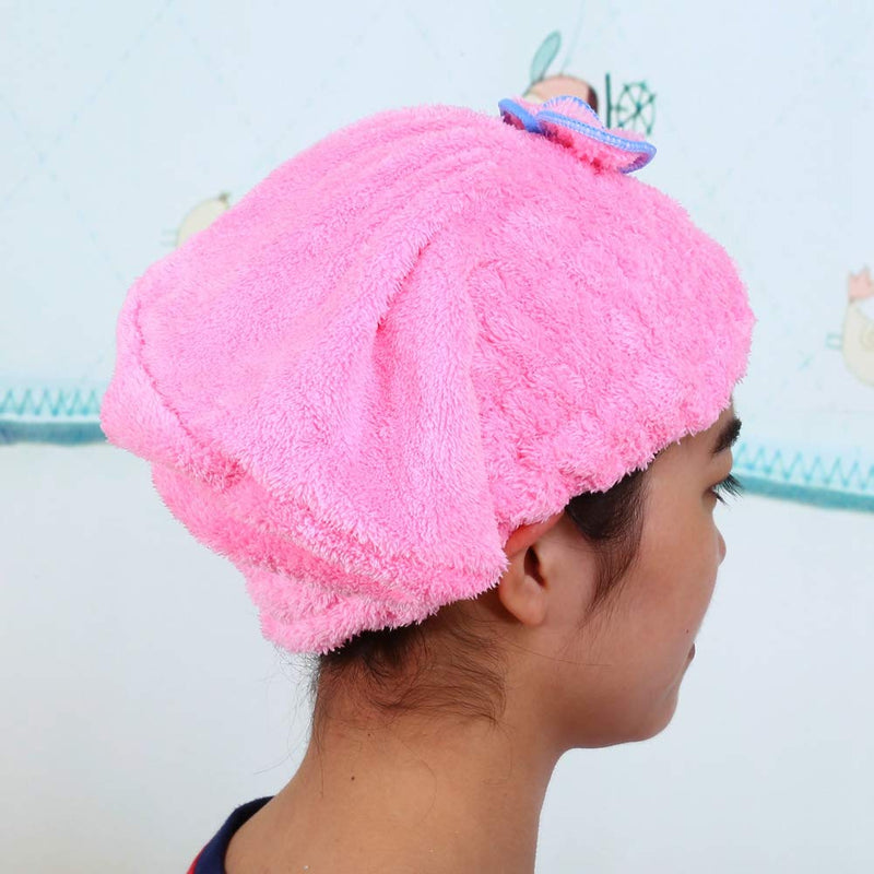 [Australia] - Microfiber Hair Drying Towels, Hair Drying Cap Microfiber Ultra Absorbent Hair Dry Wrap Cap Quick Dry Hair Tower for Women and Girls(Pink) Pink 