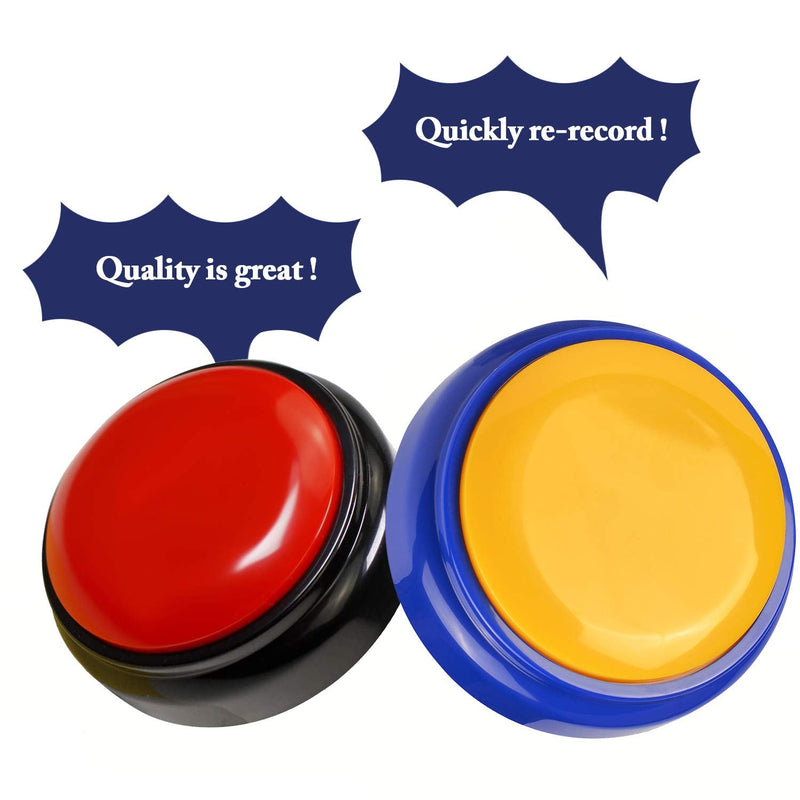 [Australia] - Cover Talking Button Record & Playback Your Own Message 30 Second Custom Recordable, Easy Sound Recorder Set of 2 (Black+Blue) Black+Blue 