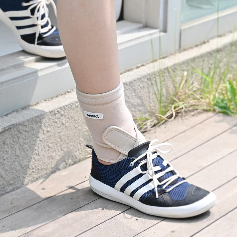 [Australia] - Neofect Drop Foot Brace Beige Left AFO Foot Drop Brace for Walking Indoor&Outdoor shoes Adjustable Ankle Foot Orthosis for men and women Foot Ankle Brace Improve Mobility Pain Relief after Stroke - LEFT 