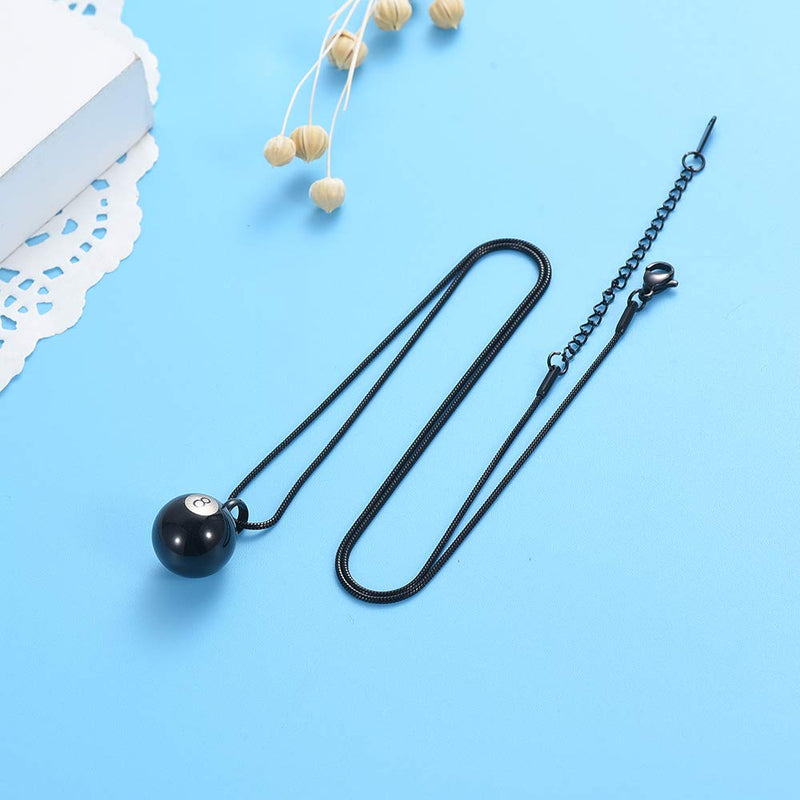 [Australia] - Oinsi Billiard Necklace Black 8 Ball Cremation Urn Necklace for Ashes for Women Men Memorial Jewelry Pendant Stainless Steel 1pcs necklace 