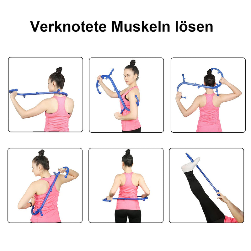 [Australia] - Trigger Point Massager,Therapy Cozy Massage Tool for Self Lower Back Massage, Neck Massage, Shoulder Massage, Myofascial Release - Deep Muscle Self Massage Hook (Blue) 