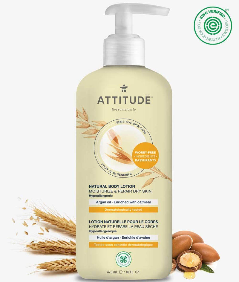 [Australia] - ATTITUDE Moisturizing Body Lotion for Dry & Sensitive Skin, EWG Verified, Dermatologist-tested & Hypoallergenic, Vegan & Cruelty-free Body Moisturizer, Argan Oil, 16 Fl. Oz. 