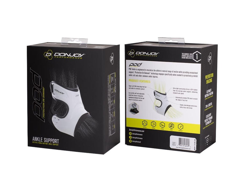 [Australia] - DonJoy Performance POD Ankle Brace, Best Support for Stability, Ankle Sprain, Roll, Strains for Football, Soccer, Basketball, Lacrosse, Volleyball X-Small Left Foot White 
