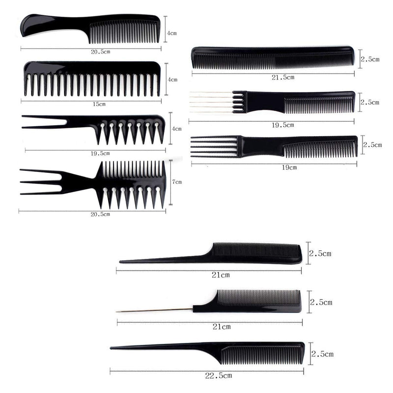 [Australia] - 20 Pieces Professional Styling Comb Set,Yueser Salon Hair Styling Hairdressing Hairdresser Barbers Comb Plastic Comb (Black) 