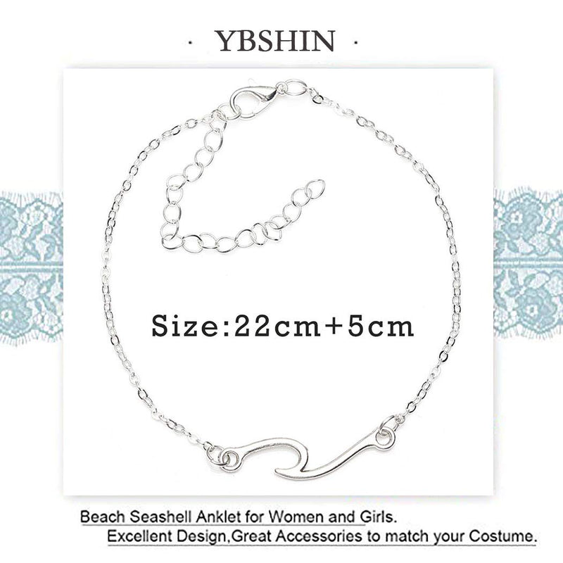 [Australia] - YBSHIN Boho Anklet Geometric Ankle Bracelet Chain Foot Jewelry for Women and Girls (Silver) Silver 