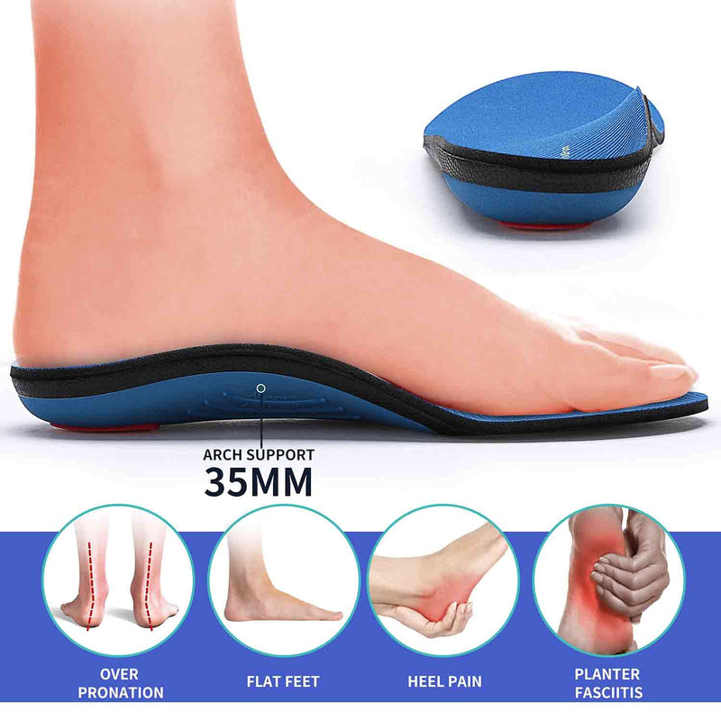 [Australia] - PCSsole Heavy Duty High Arch Support Insoles,210+lbs Orthotic Insoles，Work Boot Shoe Insert for Plantar Fasciitis, Heel Pain, Pronation, Flat Feet, Foot Pain Relief 29cm Mens 10-10 1/2 | Womens 12-12 1/2(11.42")(290MM) Blue 