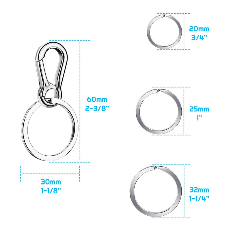 [Australia] - Keychain Clip with Key Ring, Cridoz 4pcs Key Chain Clip Hook with 16Pcs Key Rings for Car Keys, Dog Tag and Key Chain (Assorted Sizes) 