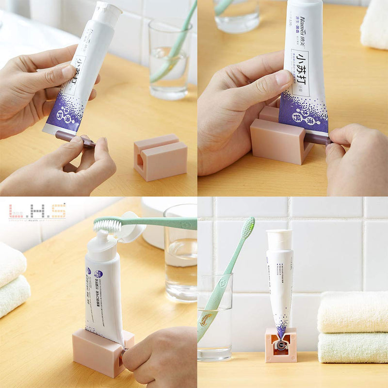 [Australia] - BOBOZHONG Toothpaste Squeezer,4Pcs Rolling Tube Toothpaste Squeezer Toothpaste Seat Holder Stand Rotate Toothpaste Dispenser for Bathroom 
