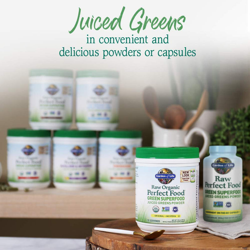 [Australia] - Garden of Life Raw Organic Perfect Food Green Superfood Juiced Greens Powder - Original Stevia-Free, 30 Servings, Non-GMO, Gluten Free Whole Food Dietary Supplement, Alkalize, Detoxify, Energize 30 Servings (Pack of 1) 