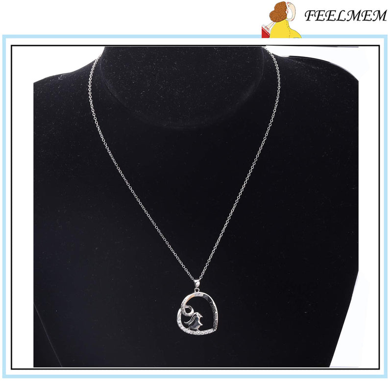 [Australia] - FEELMEM Penguin Necklace I Love You More Penguin Love Heart Pendant Necklace Mother Daughter Jewelry Gift silver 