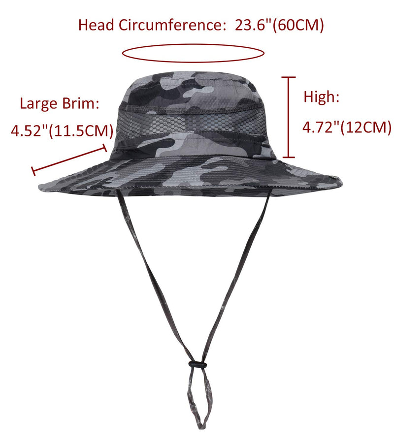 [Australia] - DOCILA Camo Boonie Bucket Hat for Men Women Military Style Outdoor Fishing Safari Hunting Fisherman Sun Caps Grey 